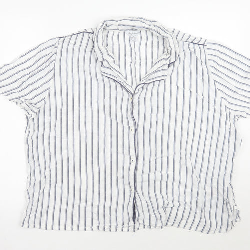 Love to lounge Womens White Striped  Basic Button-Up Size XL