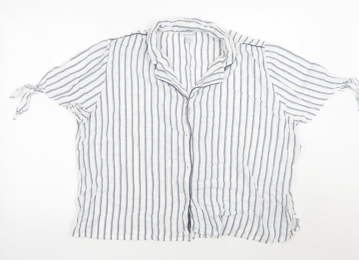 Love to lounge Womens White Striped Basic Button-Up Size XL