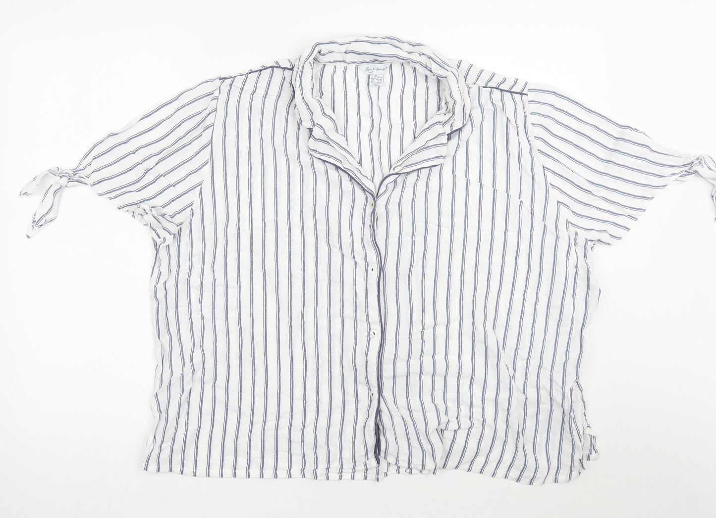 Love to lounge Womens White Striped  Basic Button-Up Size XL