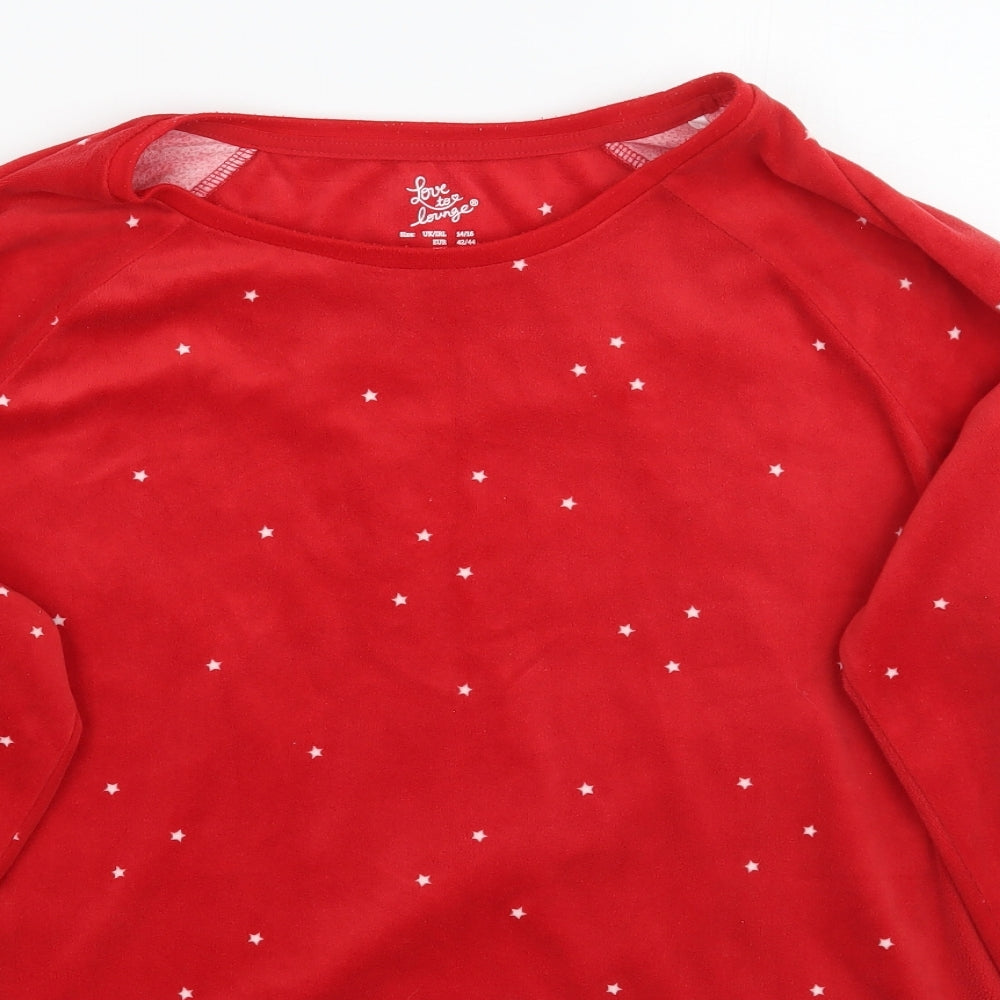 Love to loung Womens Red Geometric  Top Pyjama Set Size 14