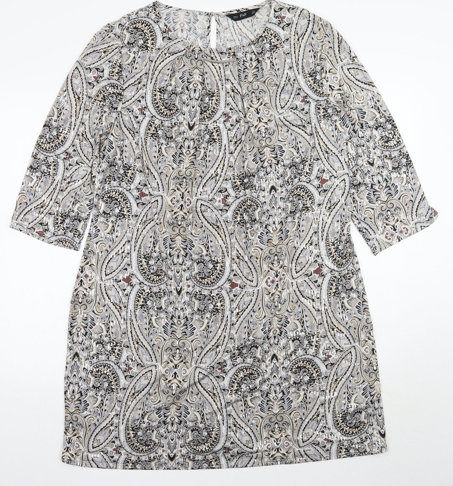 F&F Womens Grey Paisley  A-Line  Size 20