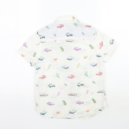 NEXT Boys White Geometric  Basic Button-Up Size 8 Years
