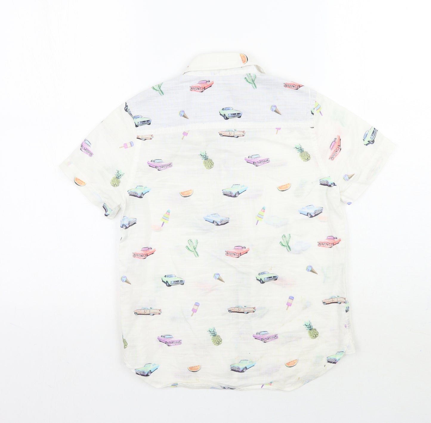 NEXT Boys White Geometric  Basic Button-Up Size 8 Years