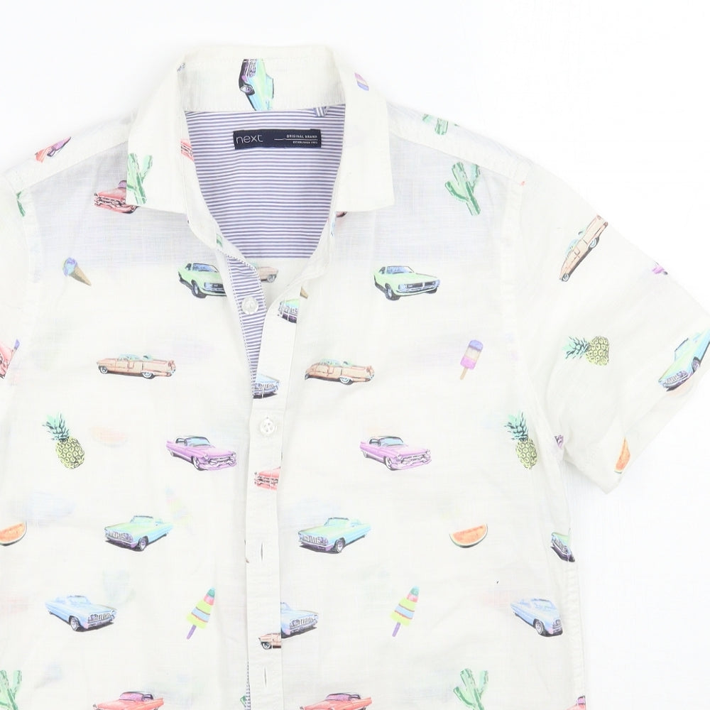 NEXT Boys White Geometric  Basic Button-Up Size 8 Years