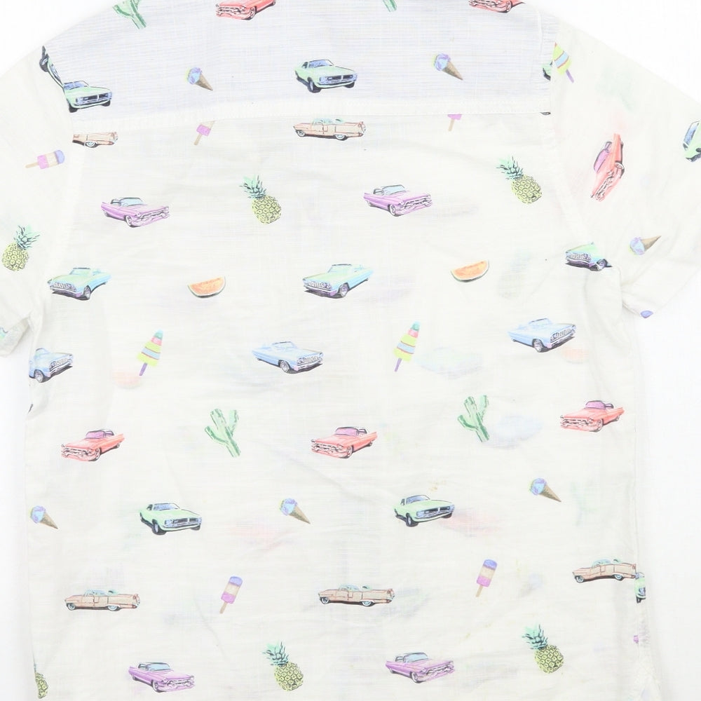 NEXT Boys White Geometric  Basic Button-Up Size 8 Years