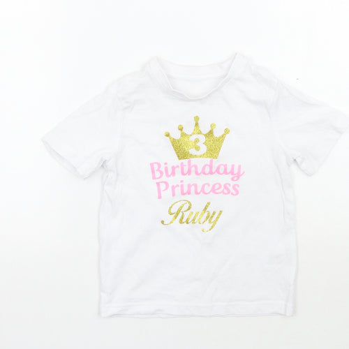 F&F Girls White   Basic T-Shirt Size 3-4 Years