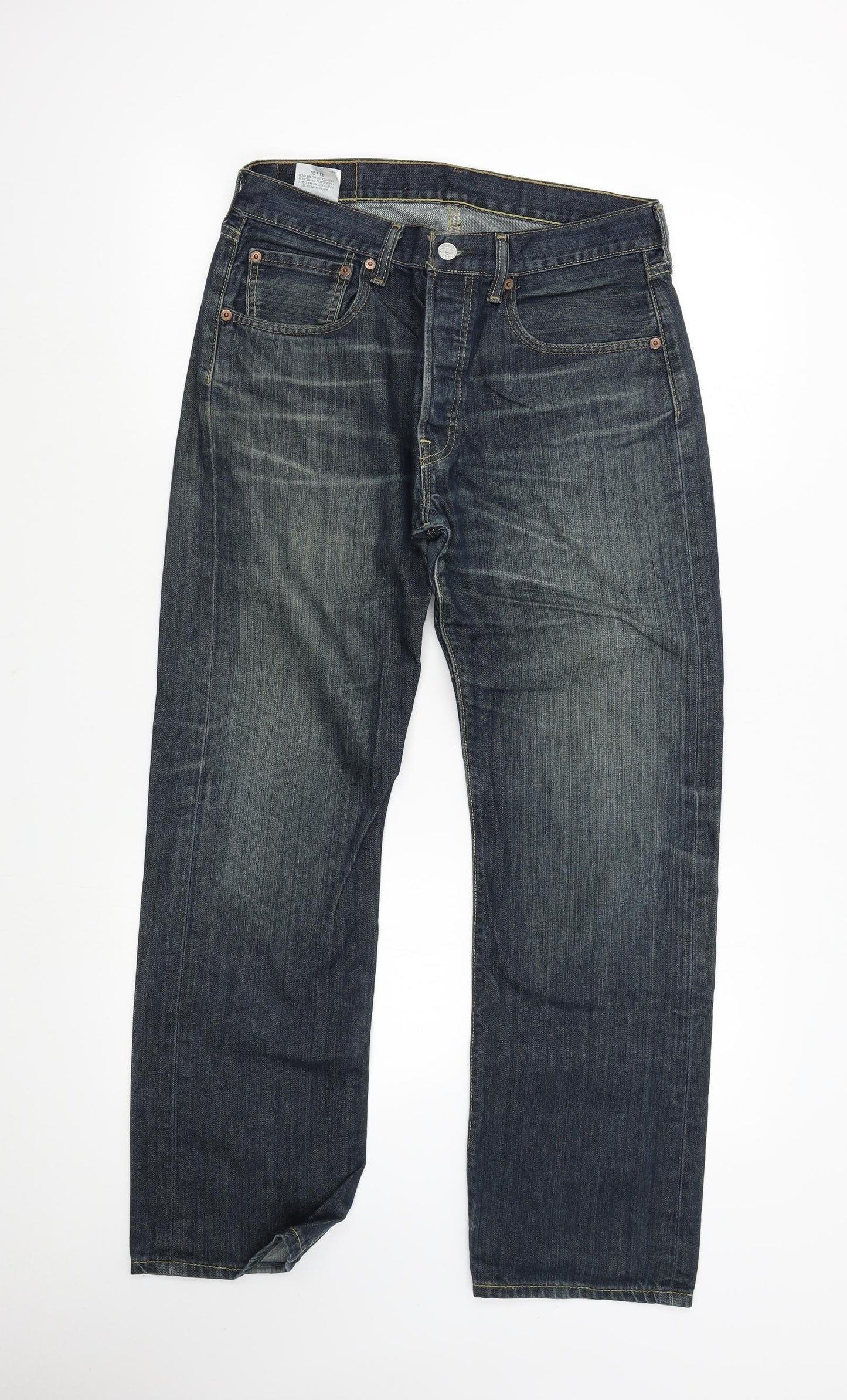 Levis Mens Blue  Denim Straight Jeans Size 31 L30 in - 501