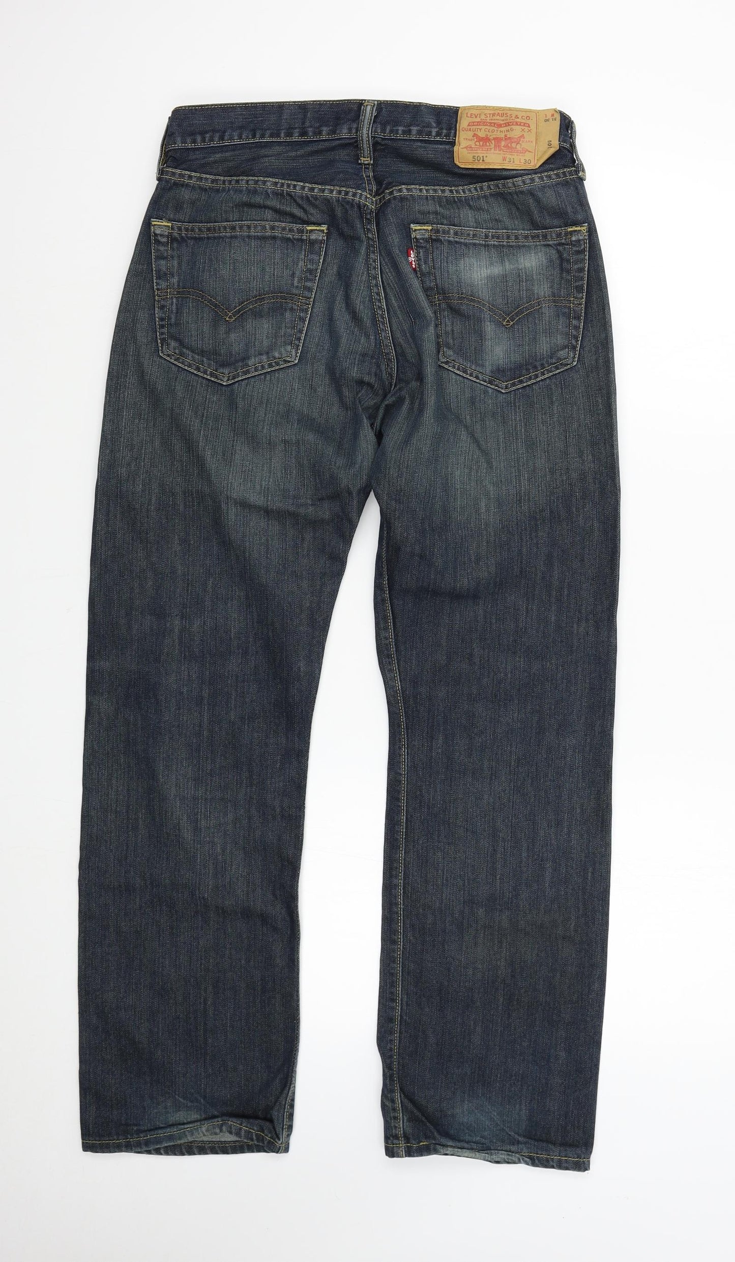 Levis Mens Blue  Denim Straight Jeans Size 31 L30 in - 501