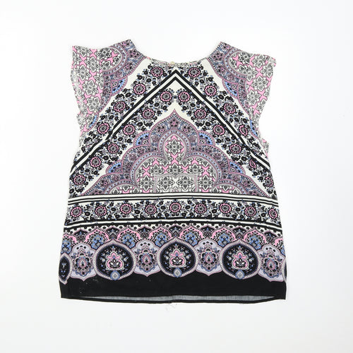 Oasis Womens Multicoloured Geometric  Basic Blouse Size 10