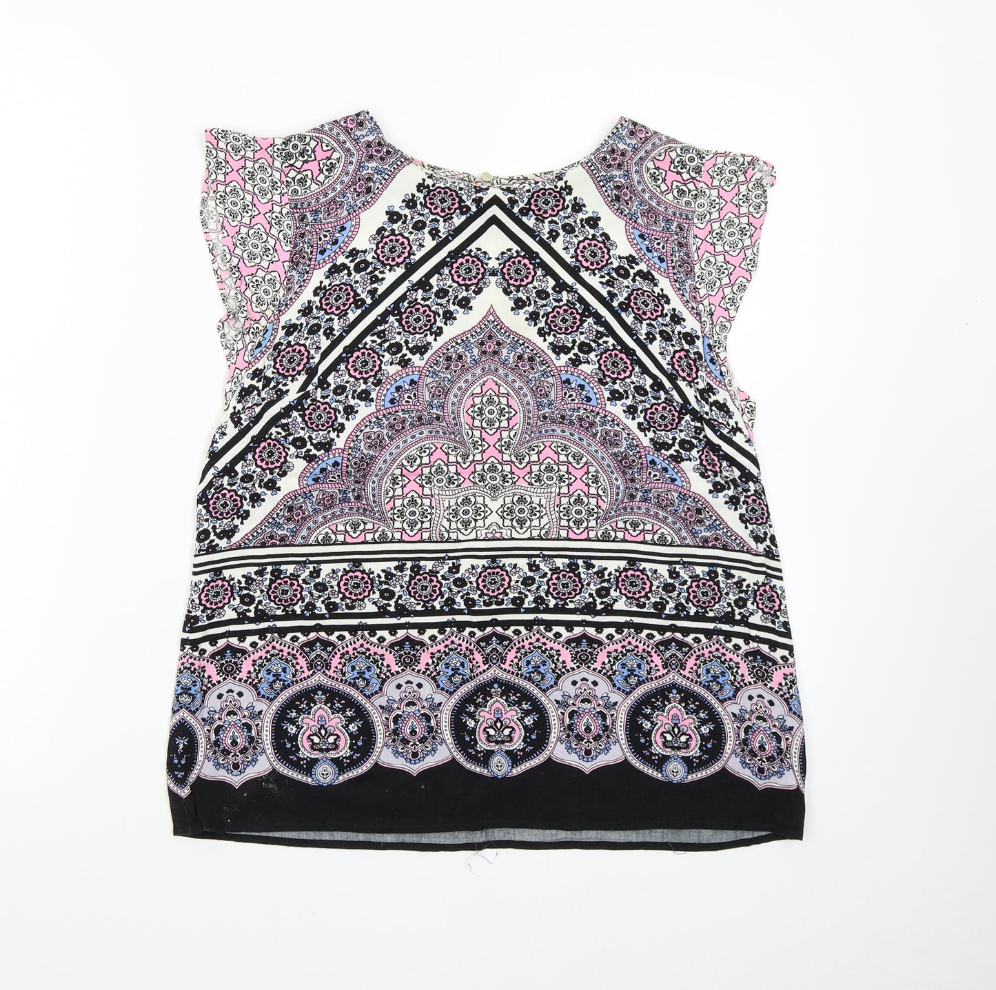 Oasis Womens Multicoloured Geometric  Basic Blouse Size 10