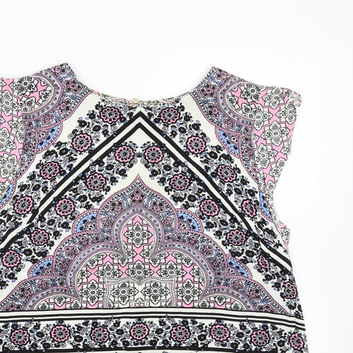Oasis Womens Multicoloured Geometric  Basic Blouse Size 10