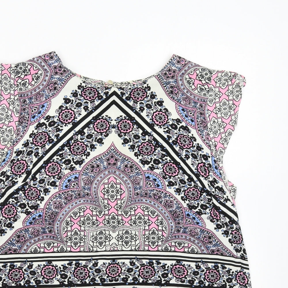 Oasis Womens Multicoloured Geometric  Basic Blouse Size 10