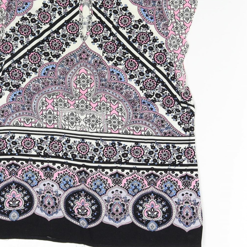 Oasis Womens Multicoloured Geometric  Basic Blouse Size 10