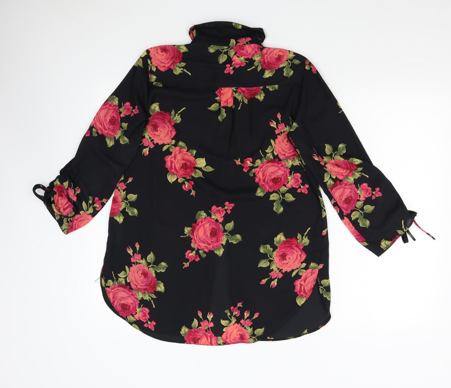 Dorothy Perkins Womens Black Floral  Basic Button-Up Size 10