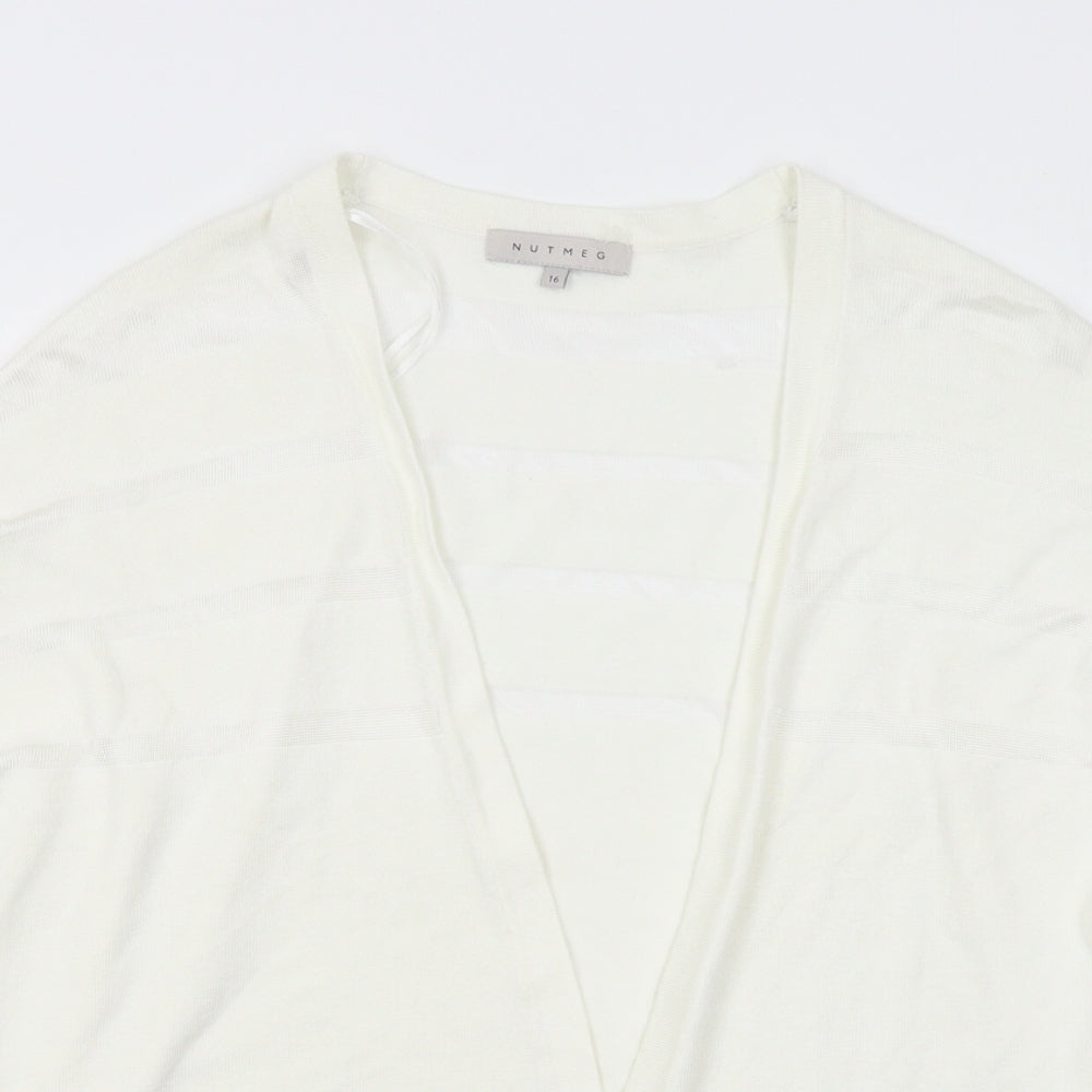 Nutmeg Womens White  Knit Cardigan Jumper Size 16