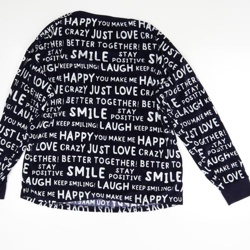 Primark Womens Blue Solid Fleece Top Pyjama Top Size L  - Love Smile