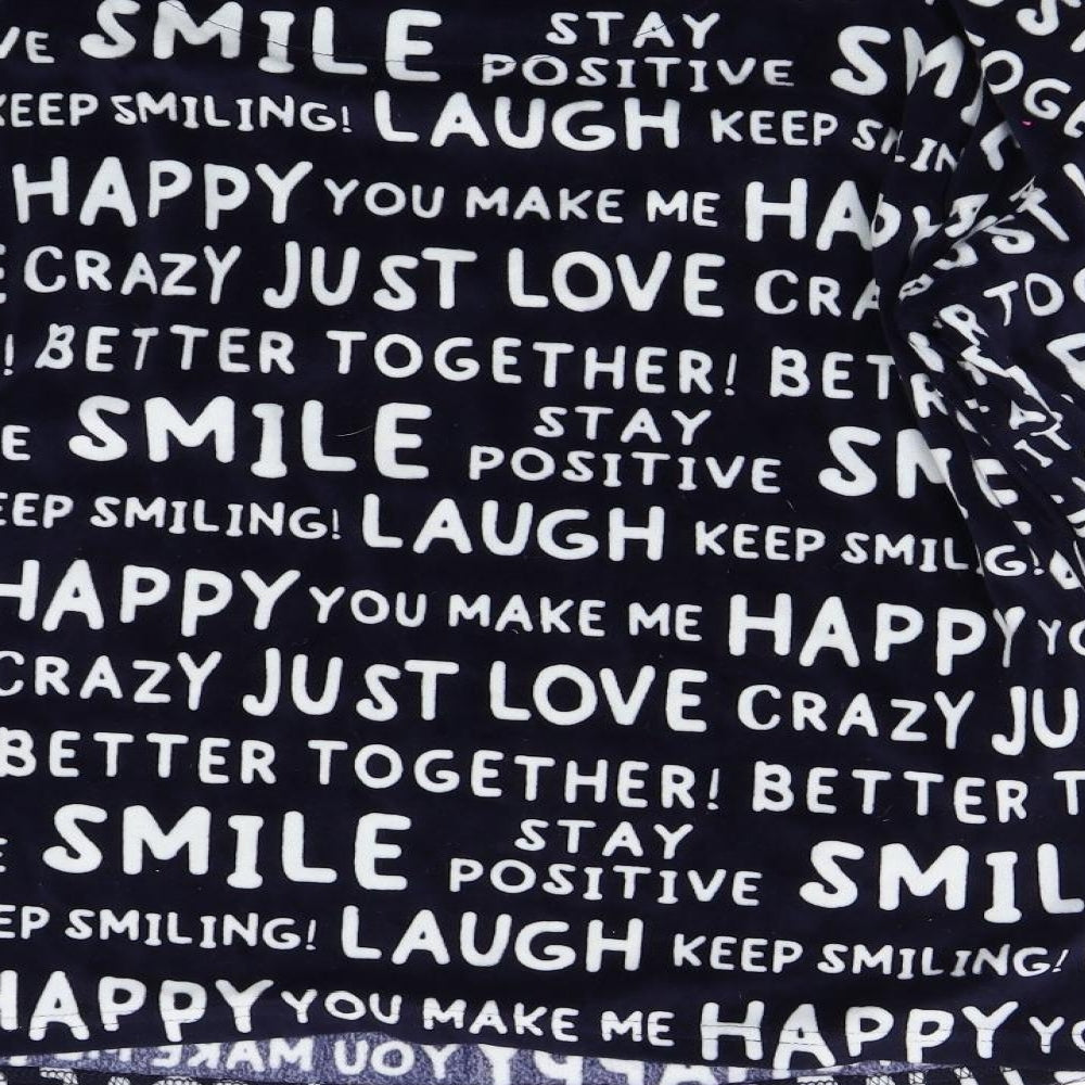 Primark Womens Blue Solid Fleece Top Pyjama Top Size L  - Love Smile