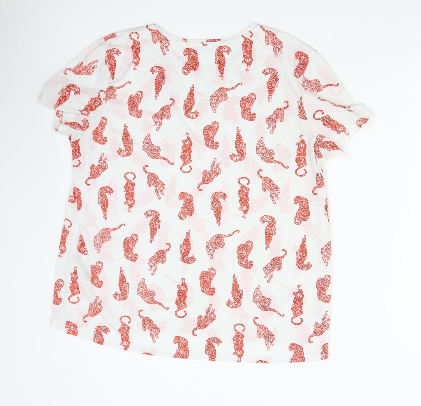 M&S Womens White   Basic T-Shirt Size 16  - Leopard Tiger