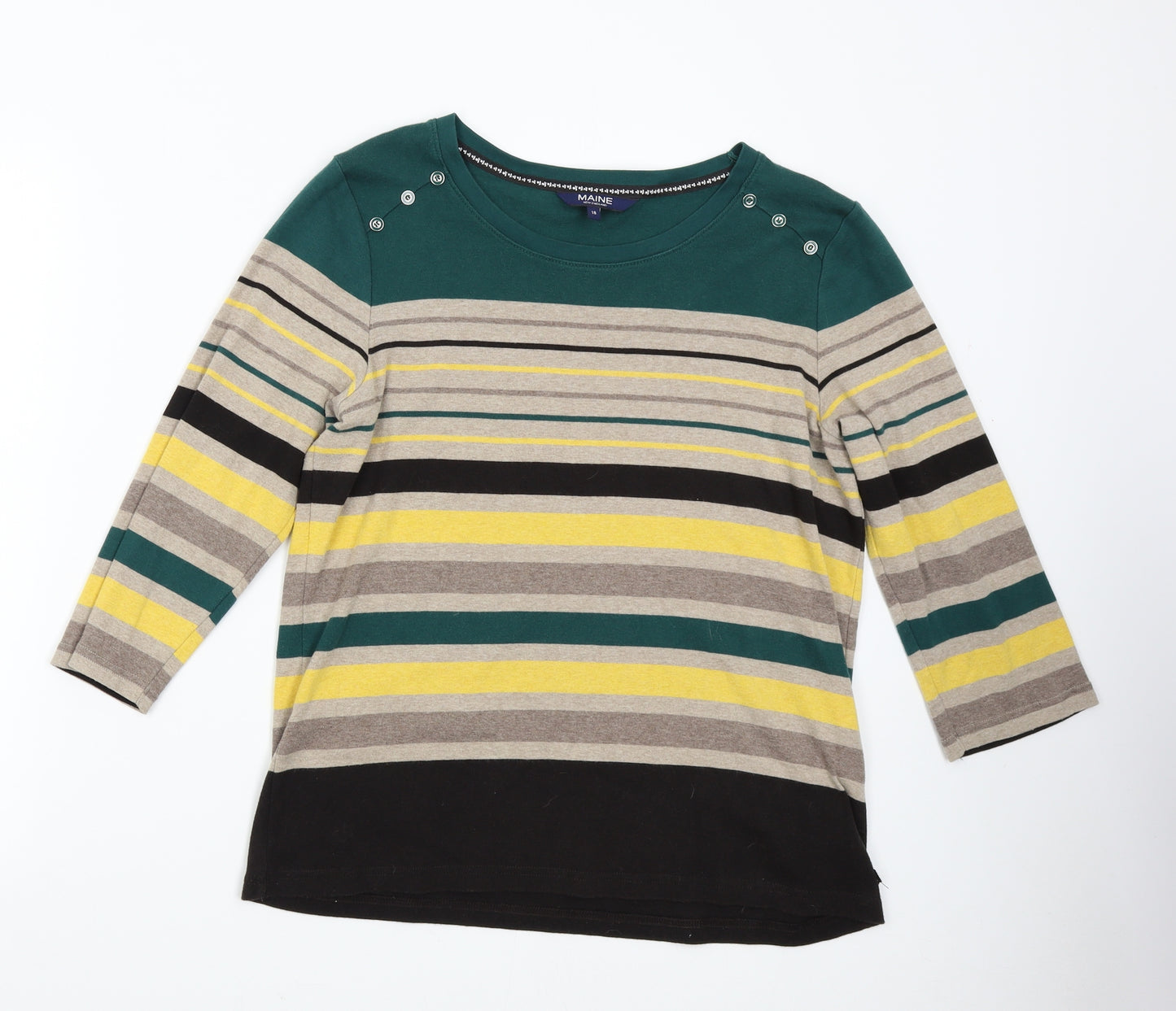 Maine Womens Multicoloured Striped  Basic T-Shirt Size 18