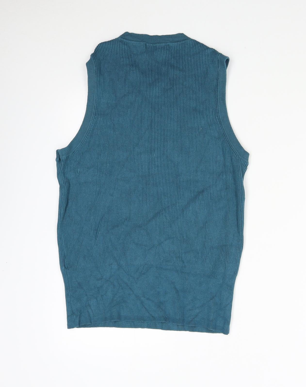 M&S Womens Green  Knit Vest Jumper Size 22