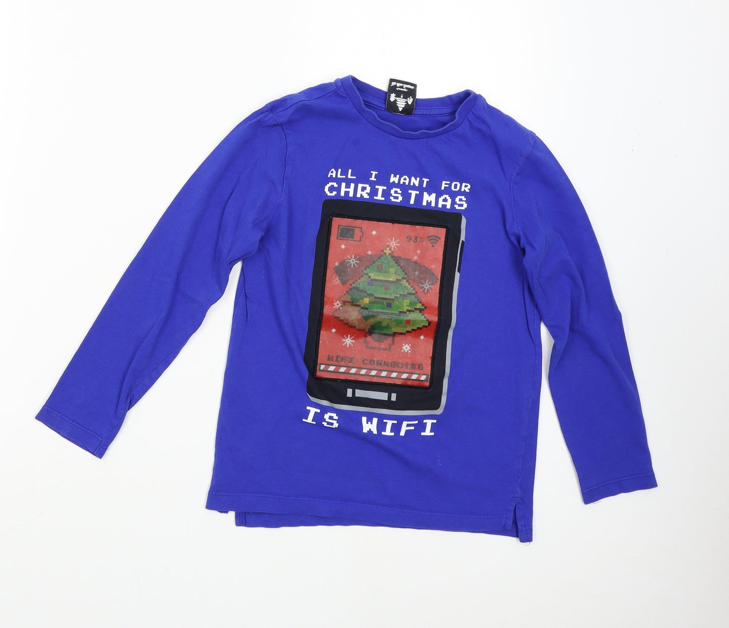 George Boys Blue   Basic T-Shirt Size 7-8 Years  - Christmas