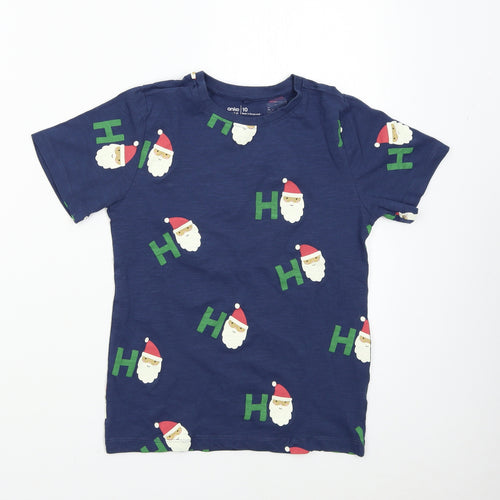 Anko Boys Blue   Basic T-Shirt Size 7-8 Years  - Christmas Santa