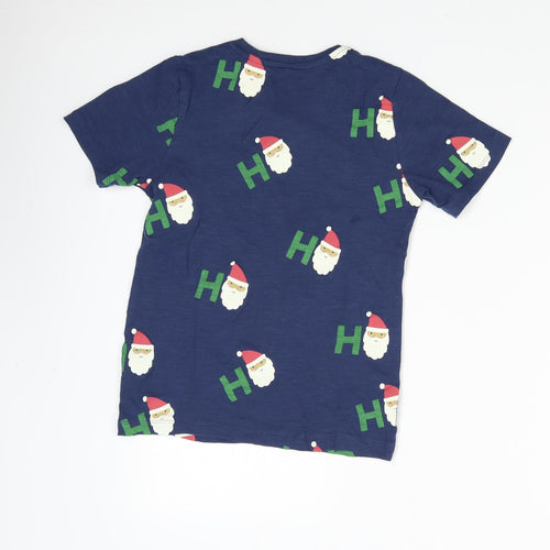 Anko Boys Blue   Basic T-Shirt Size 7-8 Years  - Christmas Santa