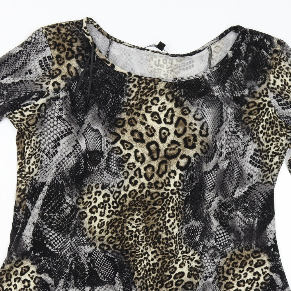 Ellie Louise Womens Multicoloured Animal Print  Basic Blouse Size 16