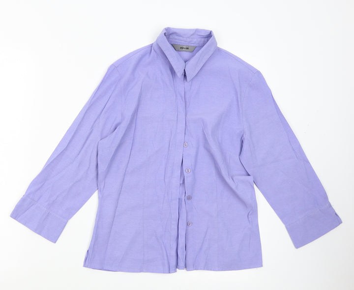 AMARANTO Womens Purple Basic Button-Up Size 12