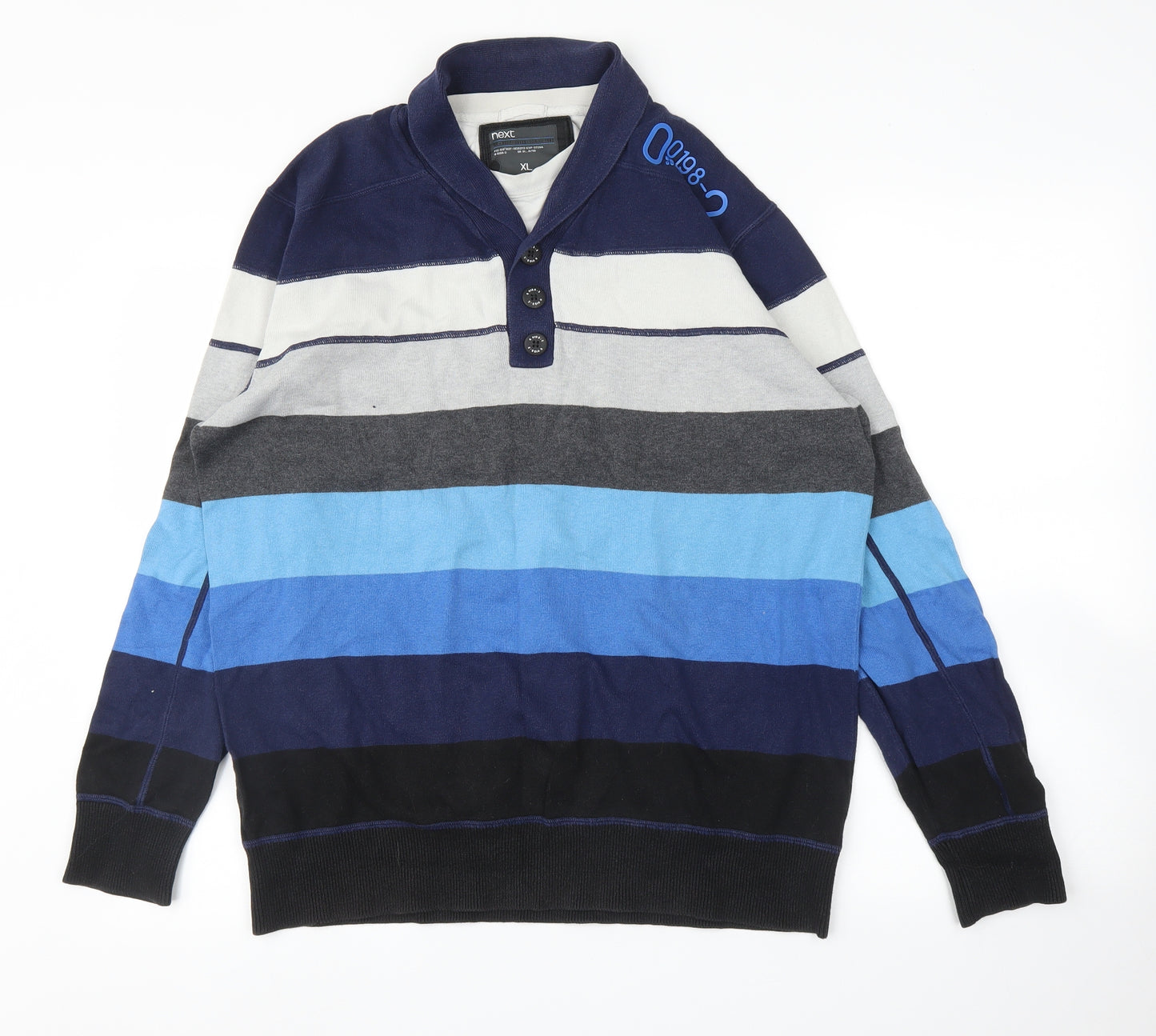 NEXT Mens Blue Striped  Pullover Jumper Size XL