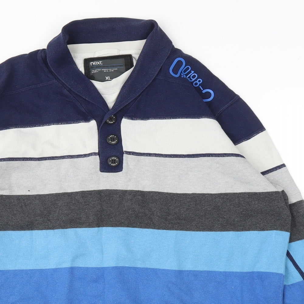 NEXT Mens Blue Striped  Pullover Jumper Size XL