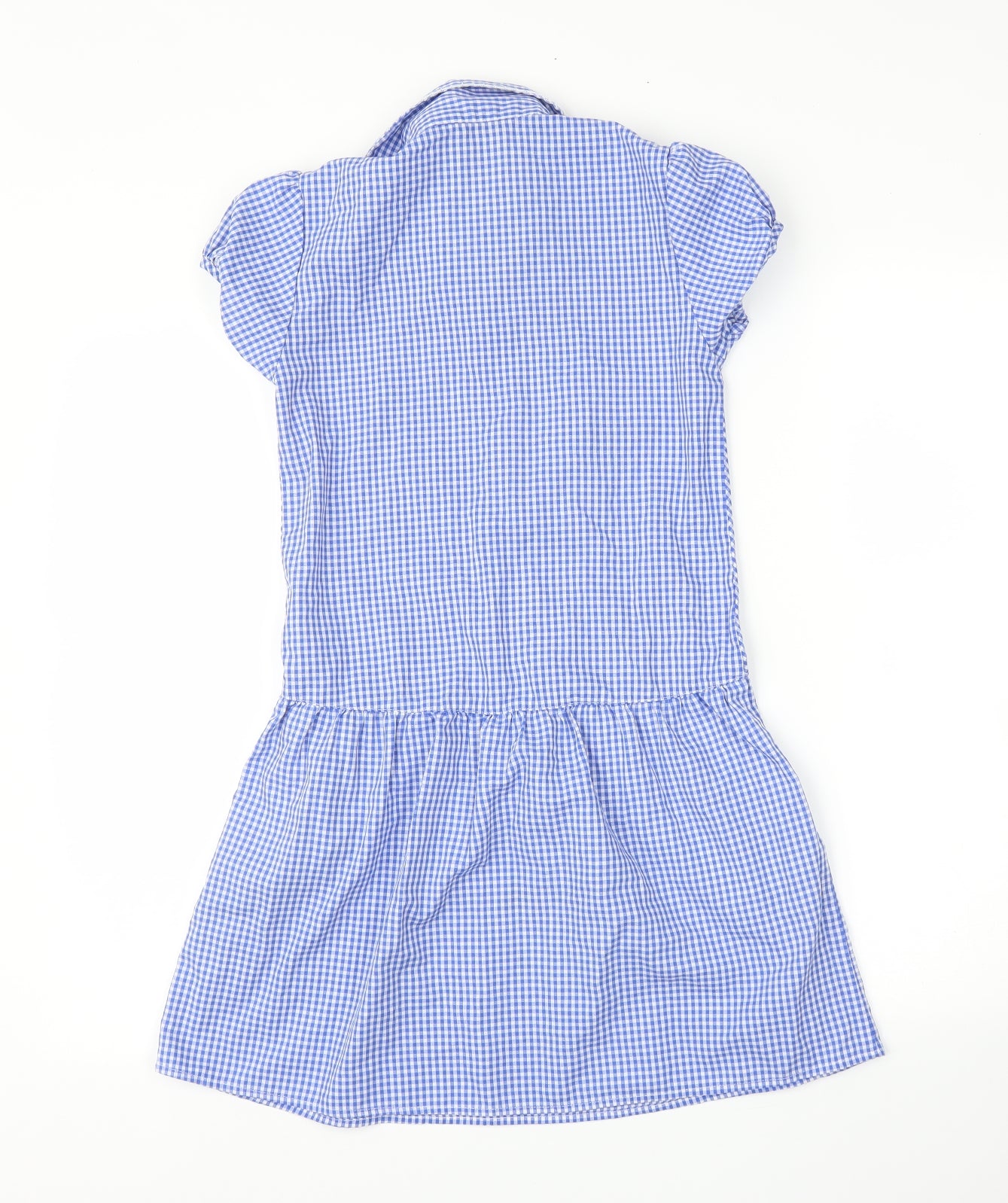 M&S Girls Blue Check  A-Line  Size 9 Years  - =