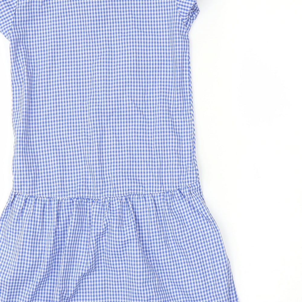 M&S Girls Blue Check  A-Line  Size 9 Years  - =