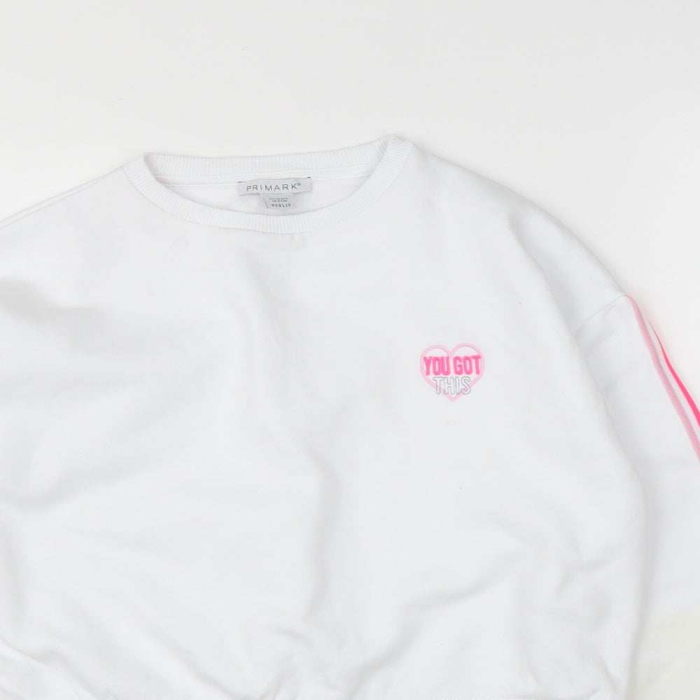 Primark Girls White   Pullover Jumper Size 11 Years