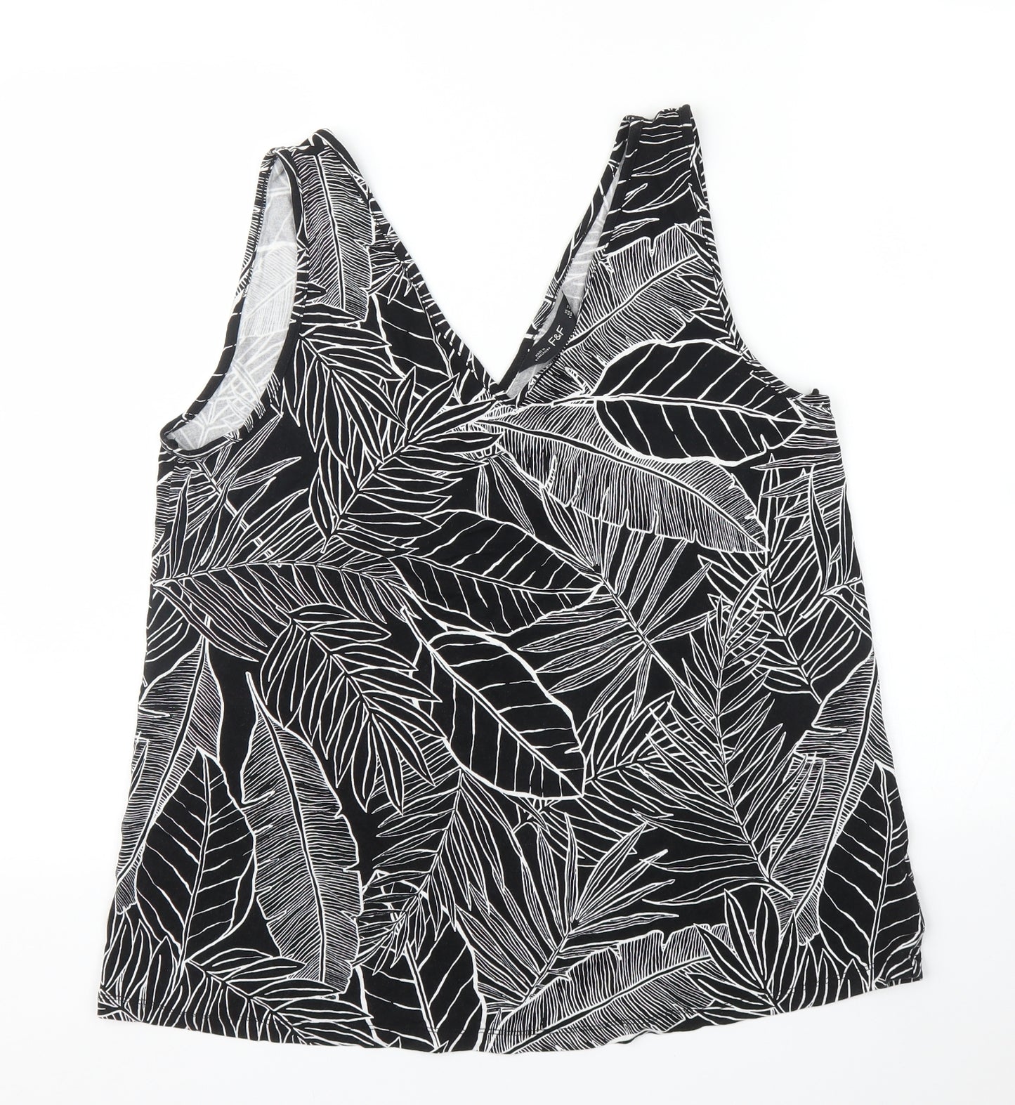 F&F Womens Black Floral  Basic Blouse Size 16