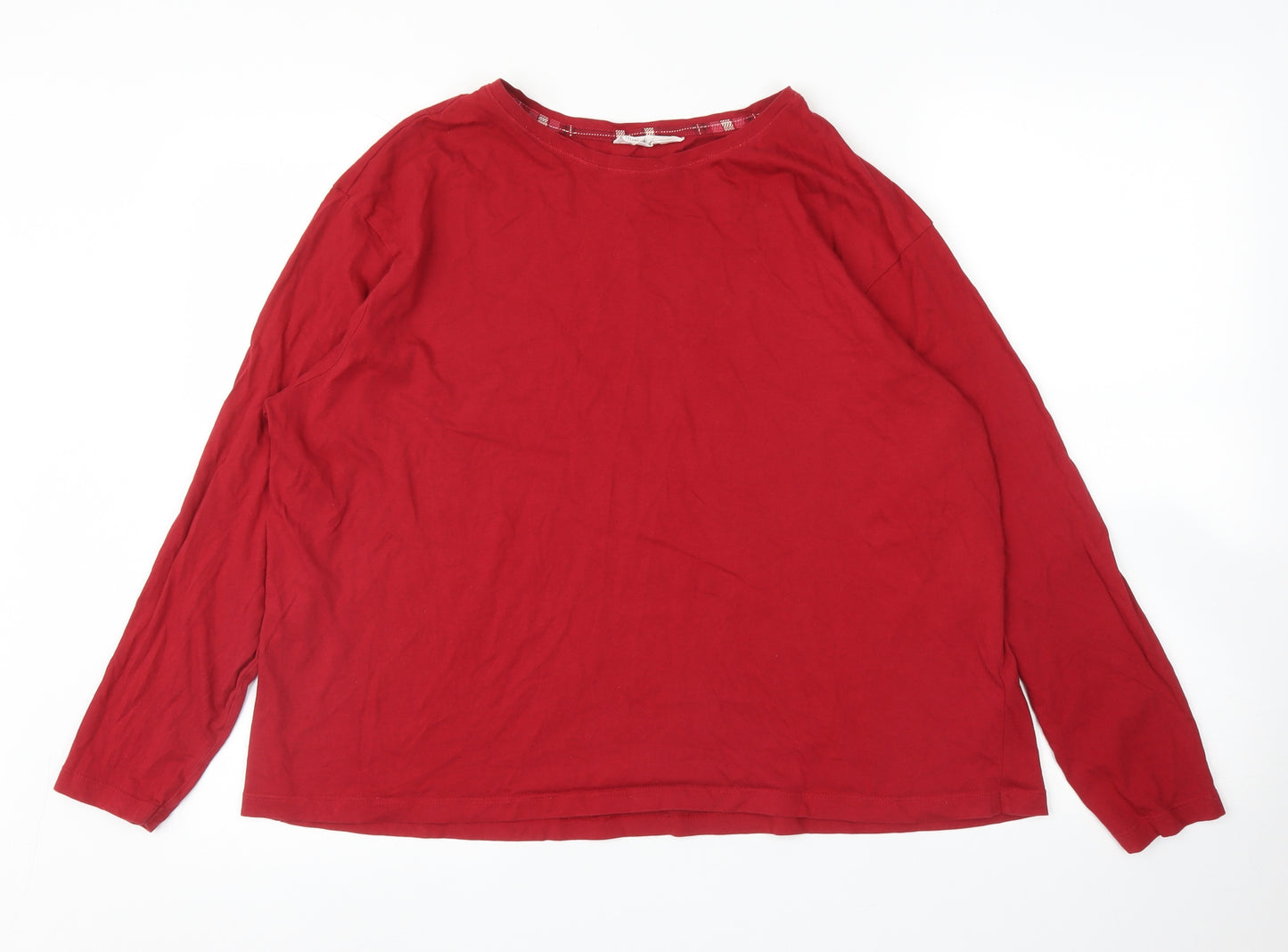 M&S Womens Red Solid  Top Pyjama Top Size XL