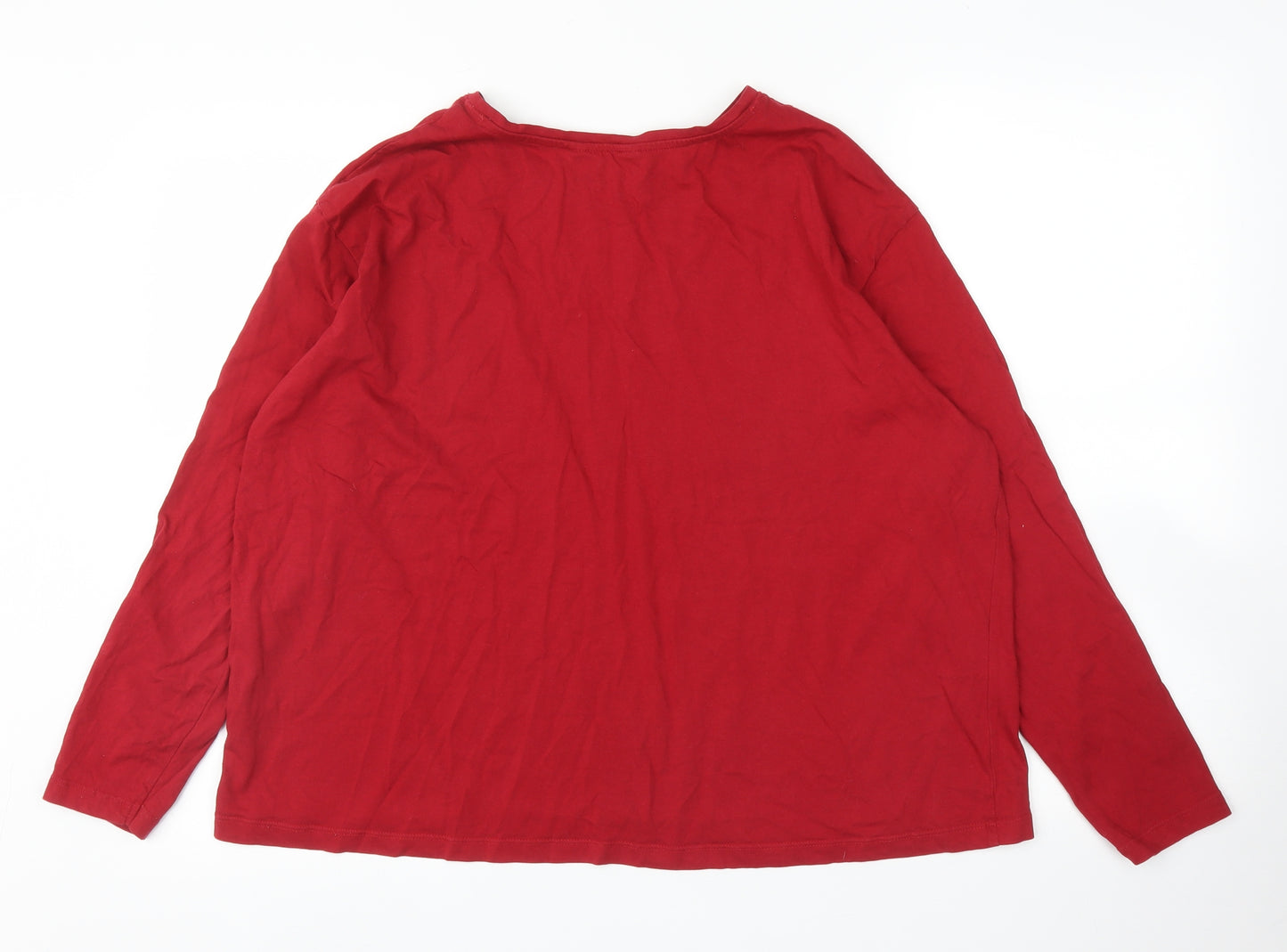M&S Womens Red Solid  Top Pyjama Top Size XL