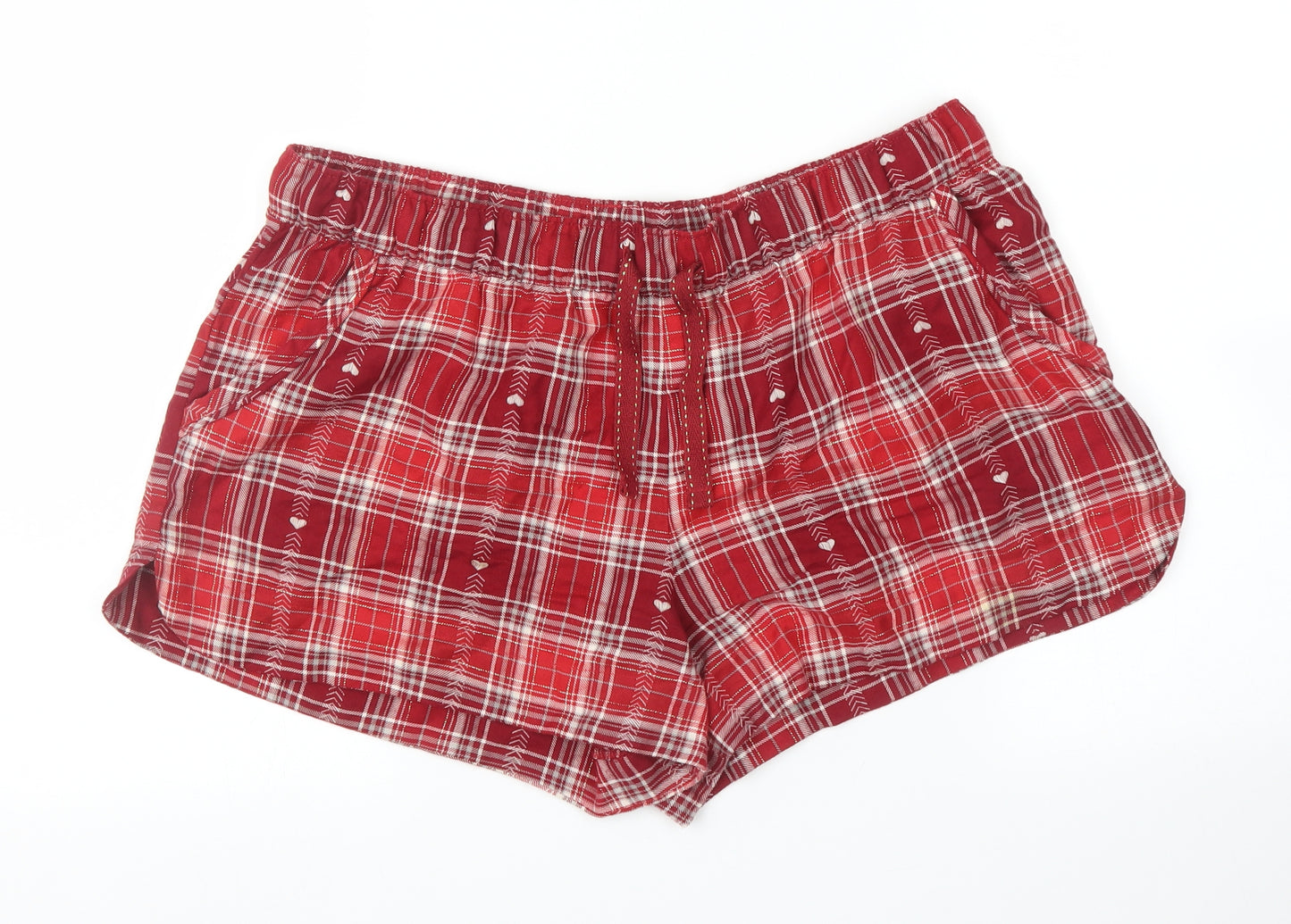 M&S Womens Red Plaid  Capri Sleep Shorts Size 14