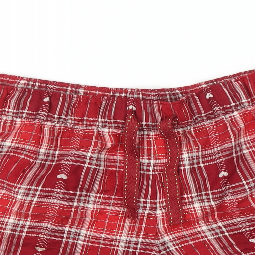 M&S Womens Red Plaid  Capri Sleep Shorts Size 14