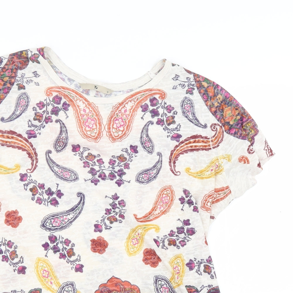 TU Womens Multicoloured Paisley  Basic T-Shirt Size 14