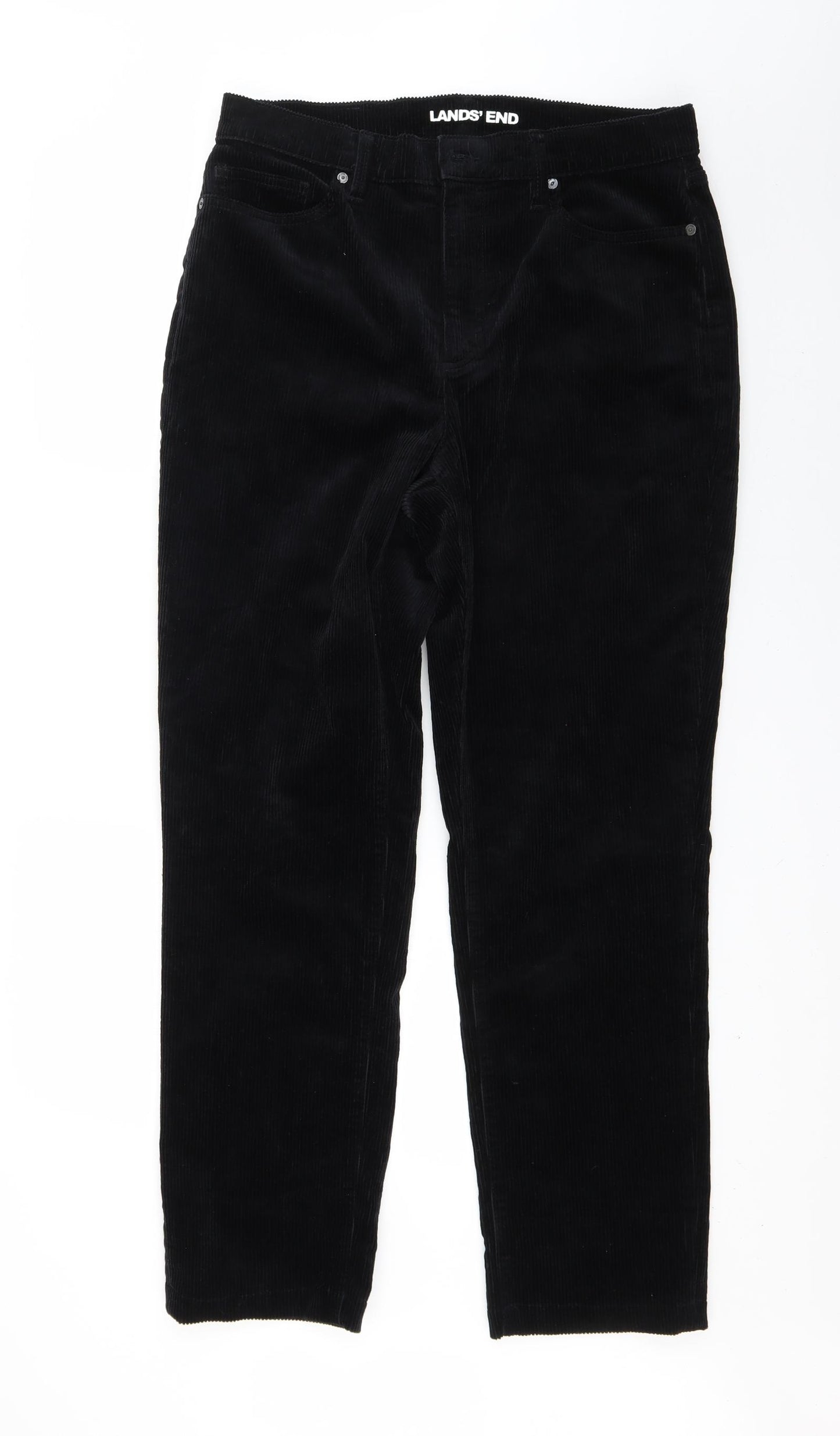 Lands' End Womens Black  Corduroy Trousers  Size 16 L29 in