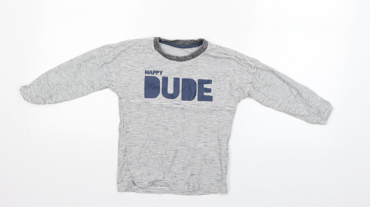 Matalan Boys Grey Striped  Basic T-Shirt Size 4-5 Years