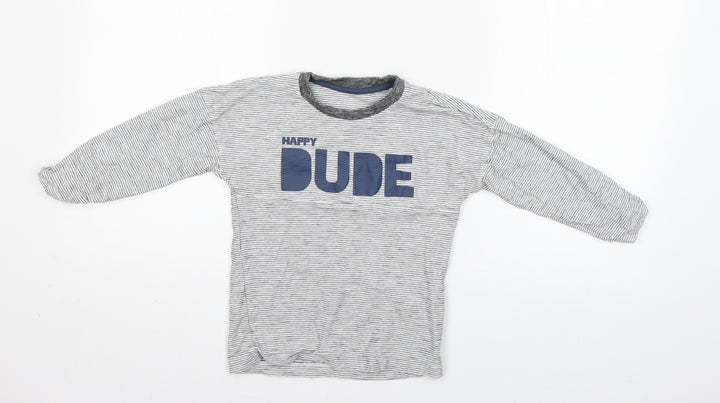 Matalan Boys Grey Striped  Basic T-Shirt Size 4-5 Years