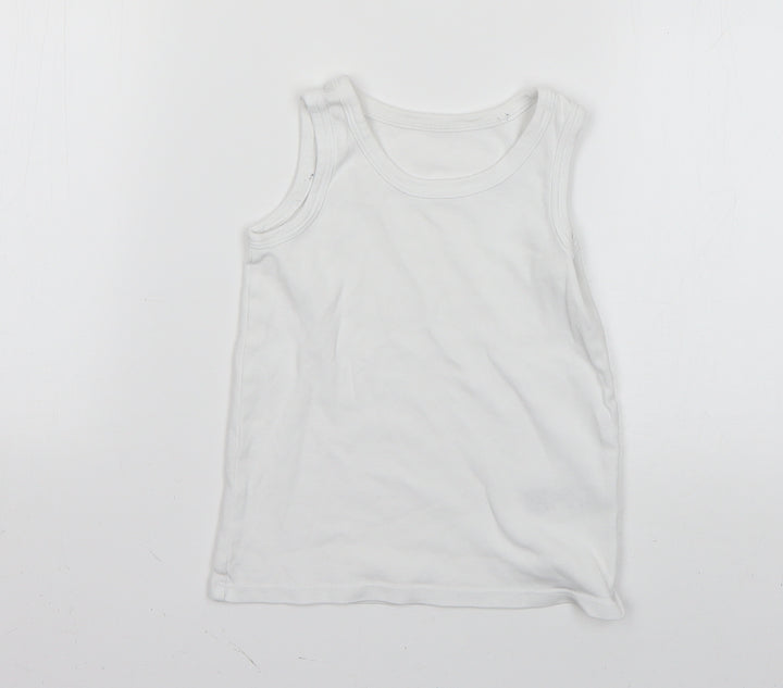 Marks and Spencer Boys White   Basic Tank Size 3-4 Years