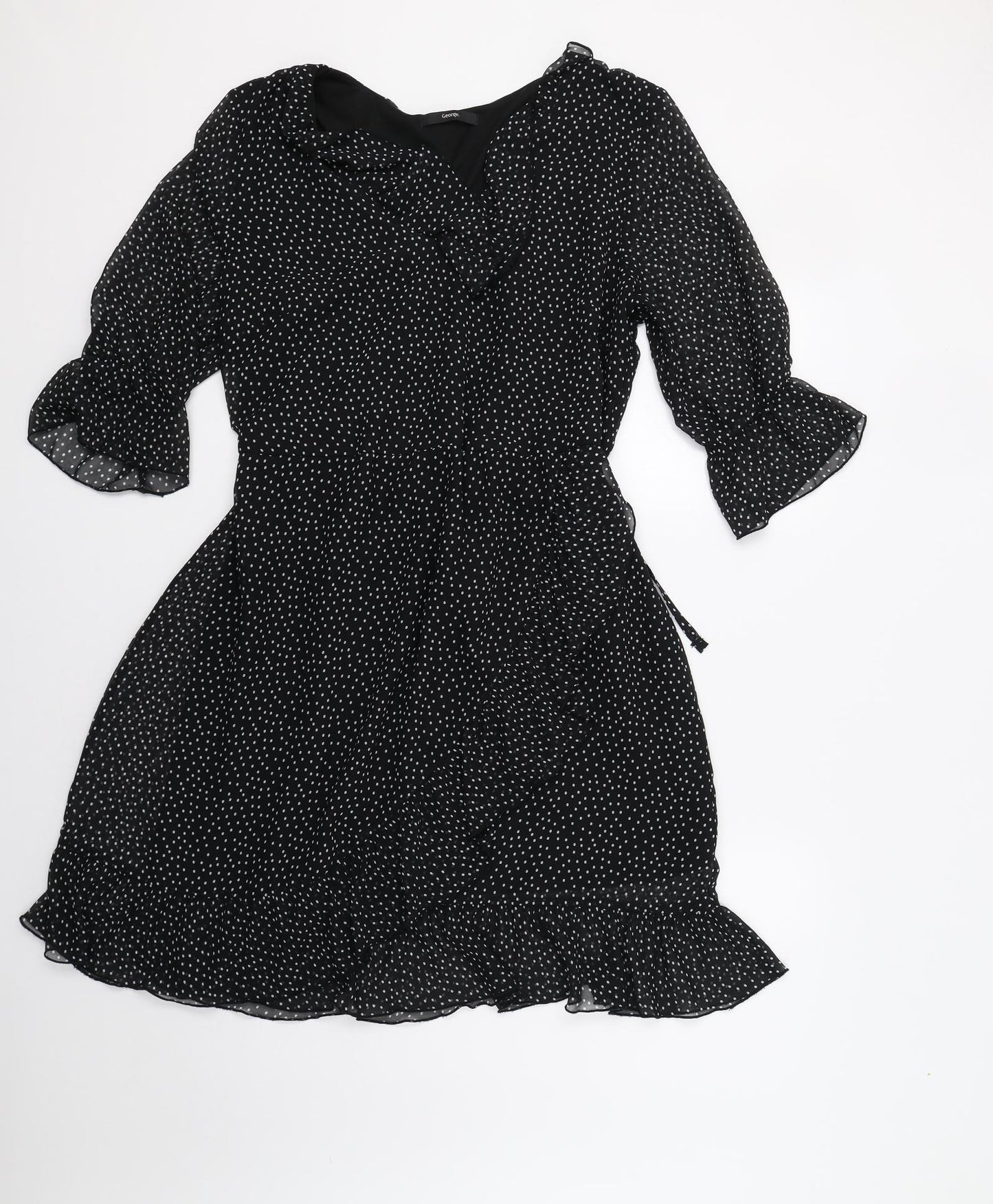 George Womens Black Polka Dot  Fit & Flare  Size 14
