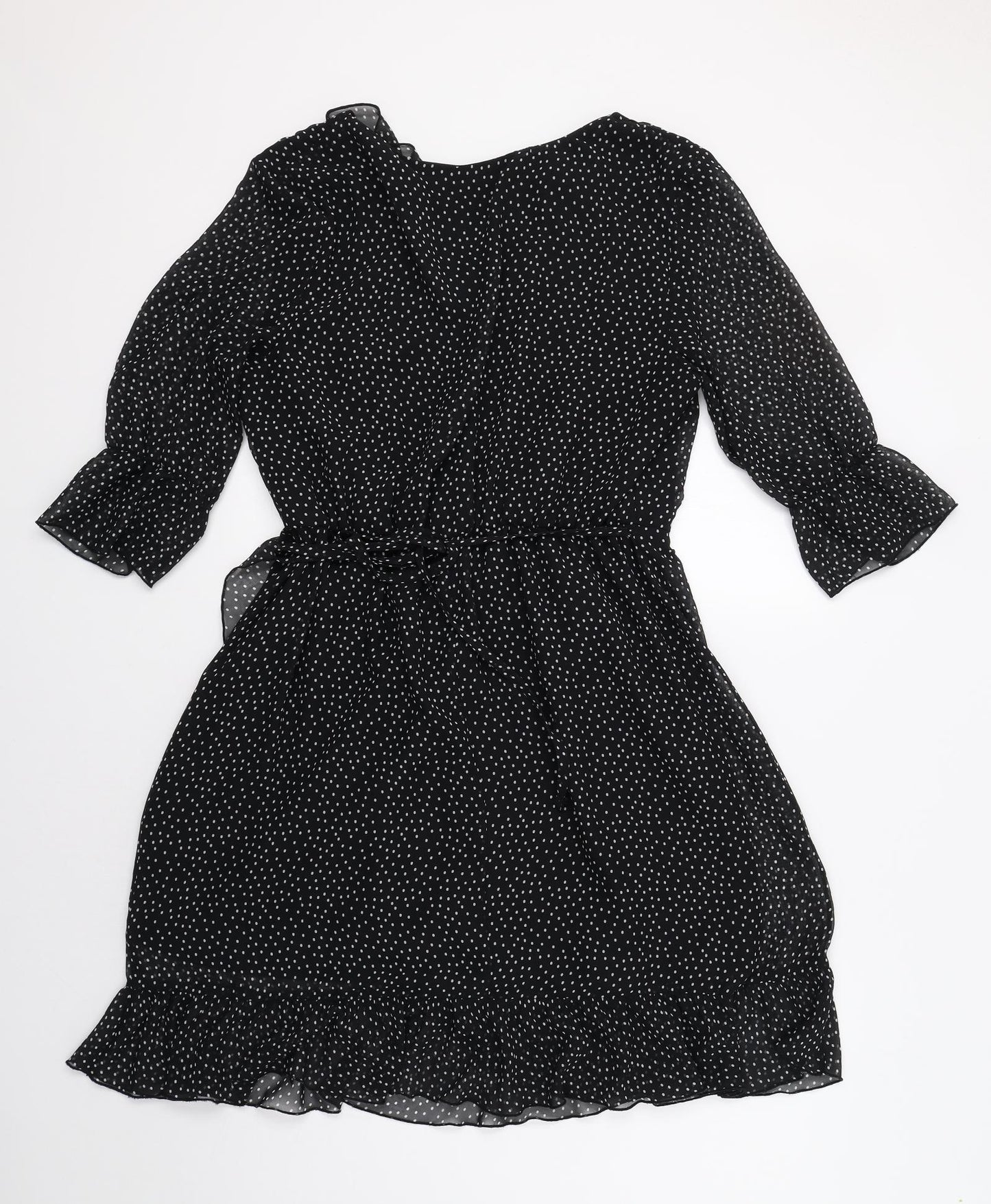 George Womens Black Polka Dot  Fit & Flare  Size 14