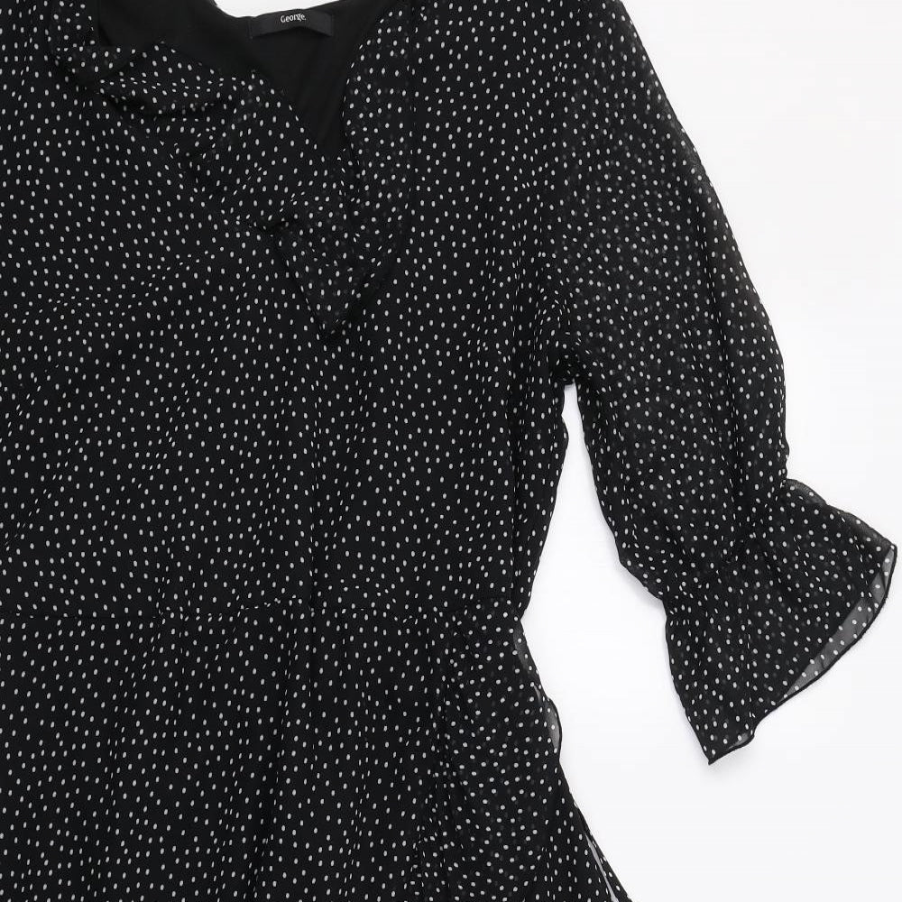 George Womens Black Polka Dot  Fit & Flare  Size 14
