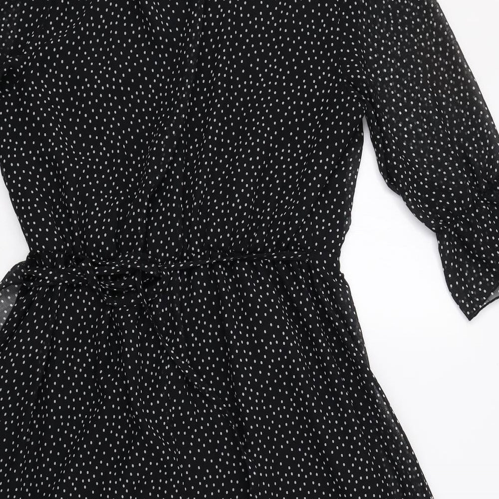 George Womens Black Polka Dot  Fit & Flare  Size 14