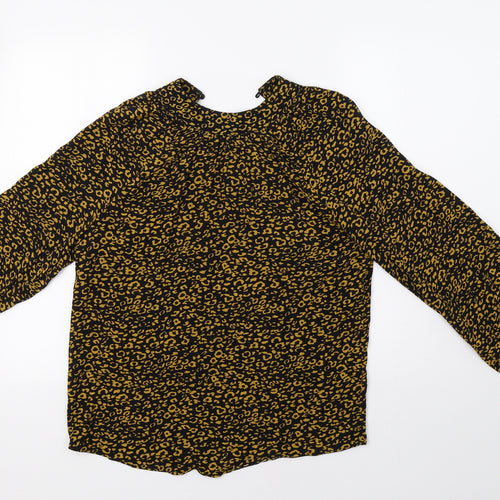 M&S Womens Black Animal Print  Basic Blouse Size 6