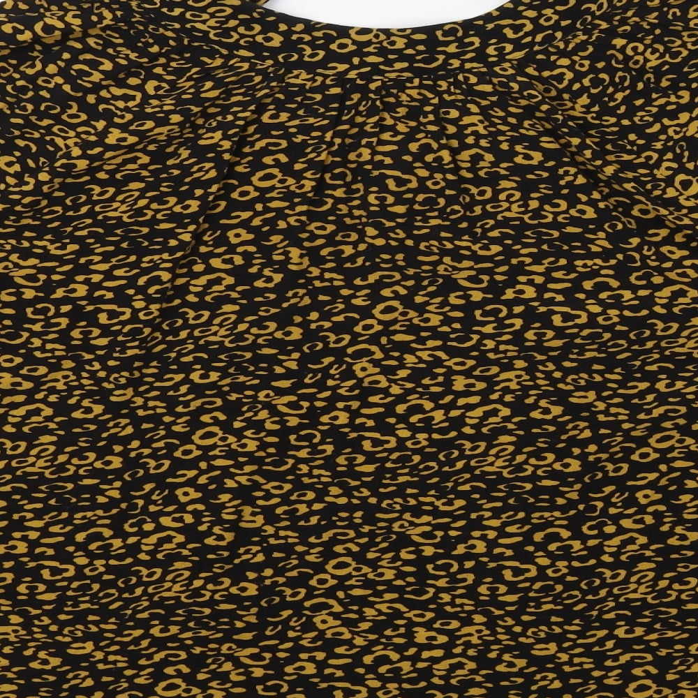 M&S Womens Black Animal Print  Basic Blouse Size 6